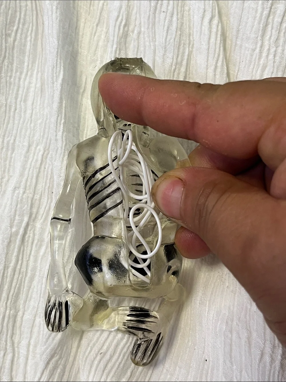 Transparent Skeleton Figurine Halloween Decor with Black Accents